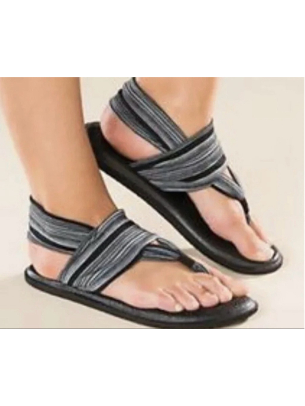 Women's Sanuk Black & White Striped Yoga Sling Sandals Size 10